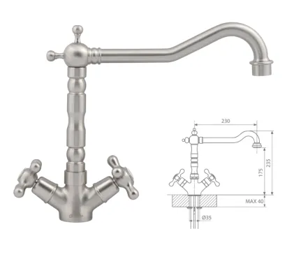 Kansas old style Brushed steel tap