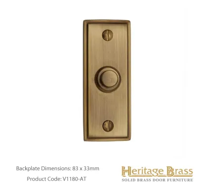 Heritage Brass Oblong Bell Push Antique Brass