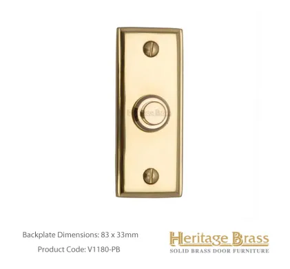 Heritage Brass Oblong Bell Push Polished Brass