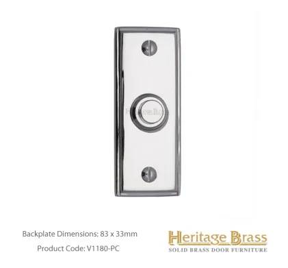 Heritage Brass Oblong Bell Push Polished Chrome