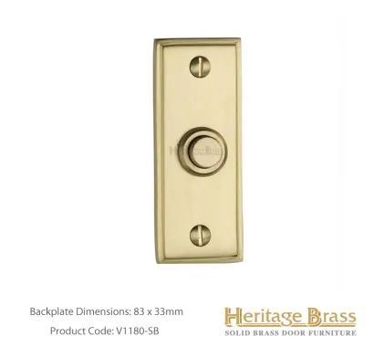 Heritage Brass Oblong Bell Push Satin Brass