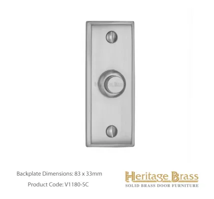 Heritage Brass Oblong Bell Push Satin Chrome