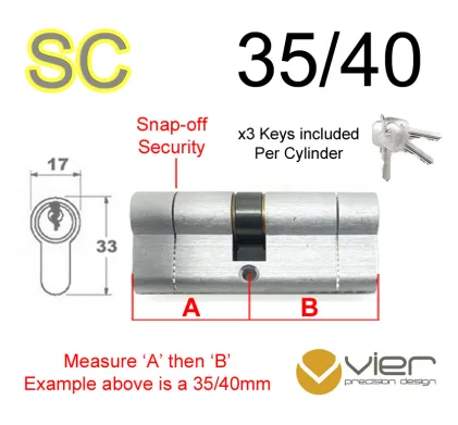 35/40 Euro Profile Double Cylinder  - SC - Keyed Alike