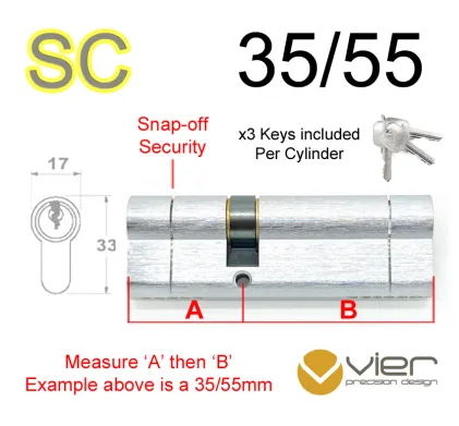 35/55 Euro Profile Double Cylinder  - SC - Keyed Alike