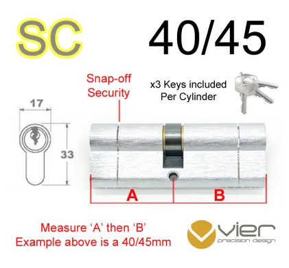 40/45 Euro Profile Double Cylinder  - SC - Keyed Alike