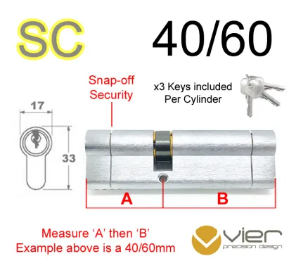 40/60 Euro Profile Double Cylinder  - SC - Keyed Alike