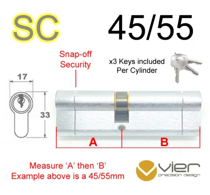 45/55 Euro Profile Double Cylinder  - SC - Keyed Alike