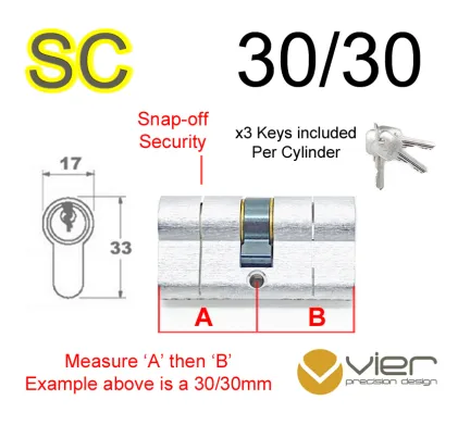 30/30 Euro Profile Double Cylinder  - SC - Keyed Alike