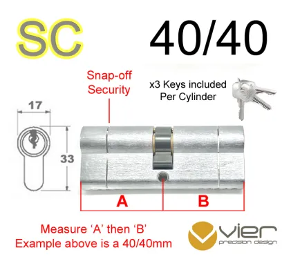 40/40 Euro Profile Double Cylinder  - SC - Keyed Alike