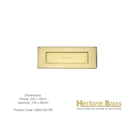 Heritage Letterplate 203 x 76mm Polished Brass