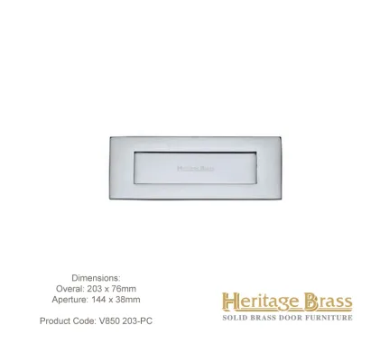 Heritage Letterplate 203 x 76mm Polished Chrome