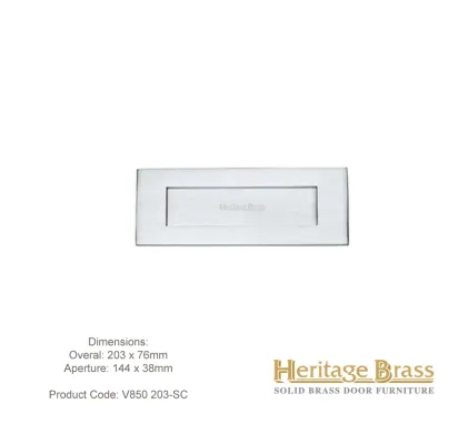 Heritage Letterplate 203 x 76mm Satin Chrome