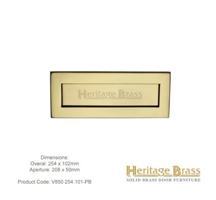 Heritage Letterplate 254 x 102mm Polished Brass