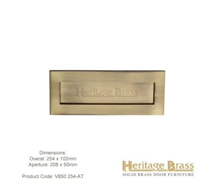 Heritage Letterplate 254 x 102mm Antique Brass