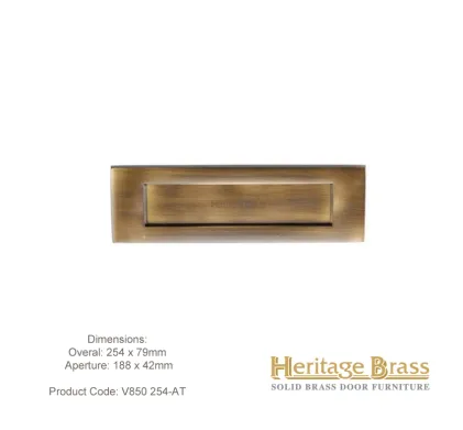Heritage Letterplate 254 x 79mm Antique Brass