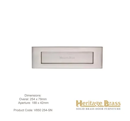 Heritage Letterplate 254 x 79mm Satin Nickel