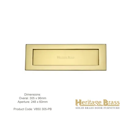 Heritage Letterplate 305 x 96mm Polished Brass