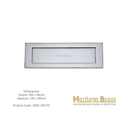 Heritage Letterplate 305 x 96mm Polished Chrome