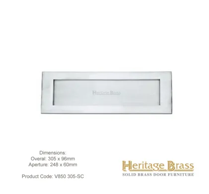 Heritage Letterplate 305 x 96mm Satin Chrome