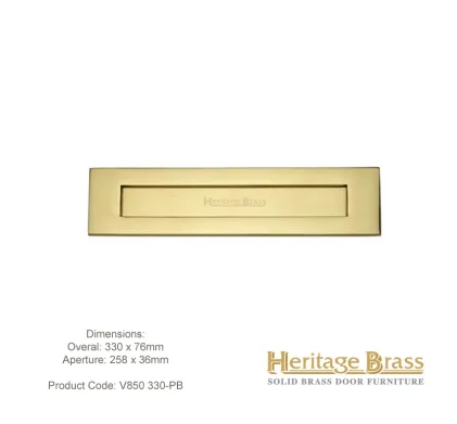 Heritage Letterplate 330 x 76mm Polished Brass