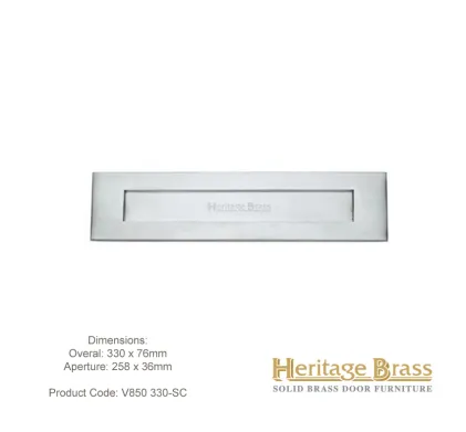 Heritage Letterplate 330 x 76mm Satin Chrome
