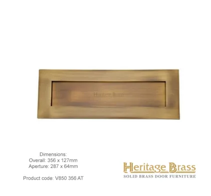 Heritage Letterplate 356 x 127mm Antique Brass