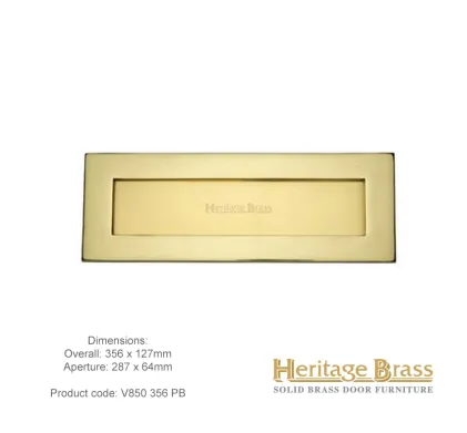 Heritage Letterplate 356 x 127mm Polished Brass
