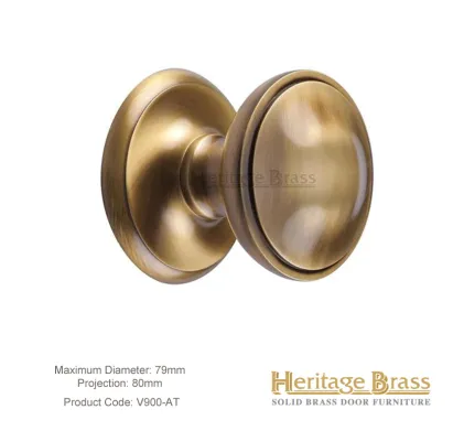 Heritage Brass Round Centre Door Knob Antique Brass