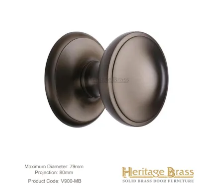 Heritage Brass Round Centre Door Knob Bronze Matt