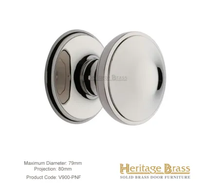 Heritage Brass Round Centre Door Knob Polished Nickel