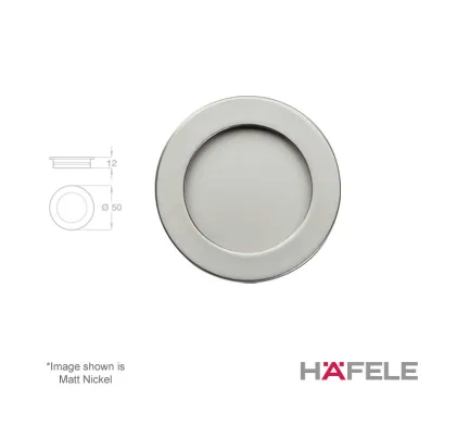 Hafele Round Flush-Pull Handle 50mm - Matt Nickel