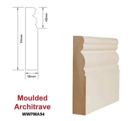 Moulded Primed MDF Architrave 94mm