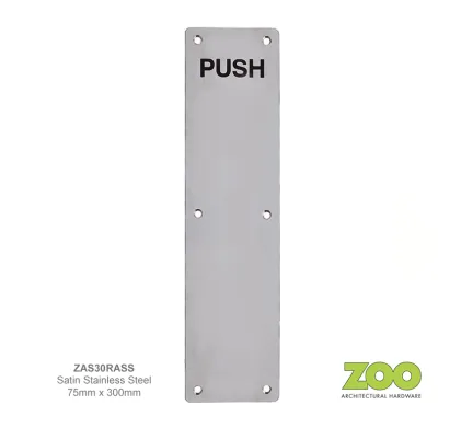 300 x 75mm Engraved Push Finger Plate Stainless Steel