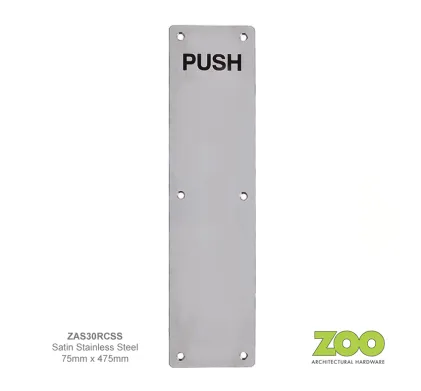 475 x 75mm Engraved Push Finger Plate Stainless Steel