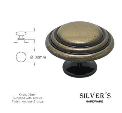 32mm Cabinet Door Knob Black and Bronze