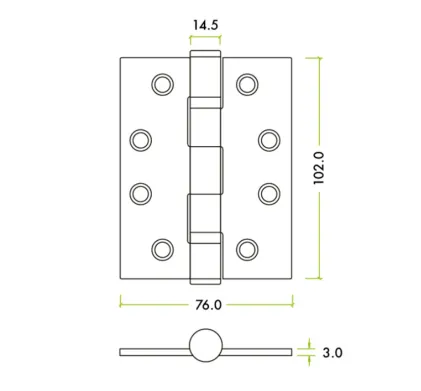 Ball Bearing Hinge Electro Brass (4x3)