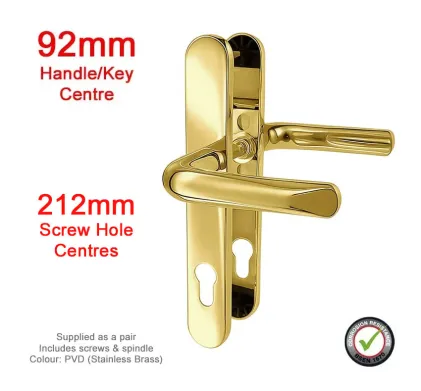 Polished Gold Handles. 92mm PZ - Supa Stainless G316