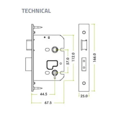 64mm (2 &frac12;") Heavy Duty Architectural 3L Sashlock - SSS