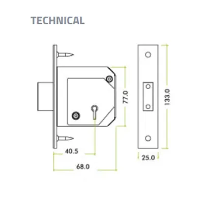 68mm 5 Lever Mortice Deadlock Zoo Hardware