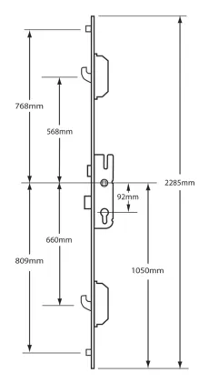 GU 2 Hook, 2 Roller Multipoint Lock