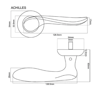 Achilles Satin Nickel Lever on Rose Door Handles Fortessa