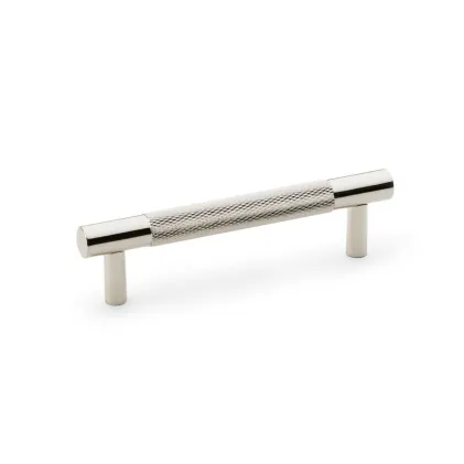 96mm Alexander and Wilks Brunel Knurled T-Bar Cupboard Pull Handle - Polished Nickel