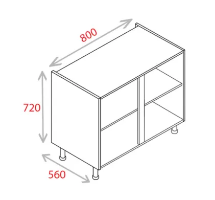 800mm Base Unit - Natural Grey