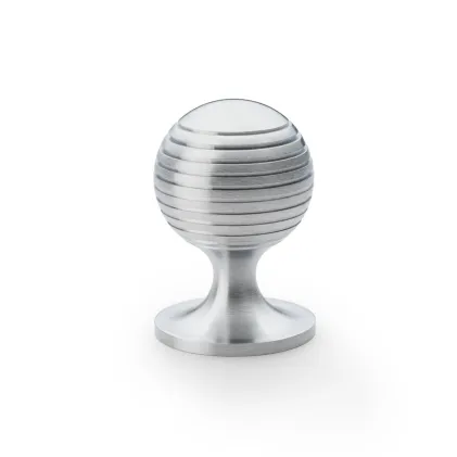 38mm Alexander and Wilks Caesar Cupboard Knob on Round Rose - Satin Chrome