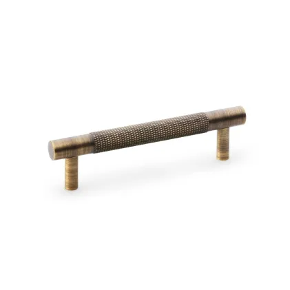 96mm Alexander and Wilks Brunel Knurled T-Bar Cupboard Pull Handle - Antique Brass