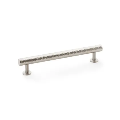 160mm Alexander and Wilks Leila Hammered T-bar Cupboard Pull Handle - Satin Nickel