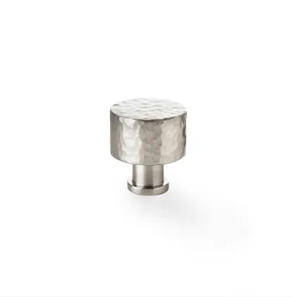 30mm Alexander and Wilks Leila Hammered Cupboard Knob - Satin Nickel