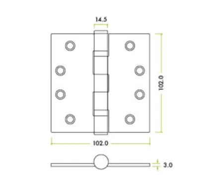 Grade 13 Ball Bearing Hinge Stainless Steel 102 x 102mm (4x4")