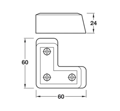 Furniture Foot, 24mm High, Silver Coloured Plastic