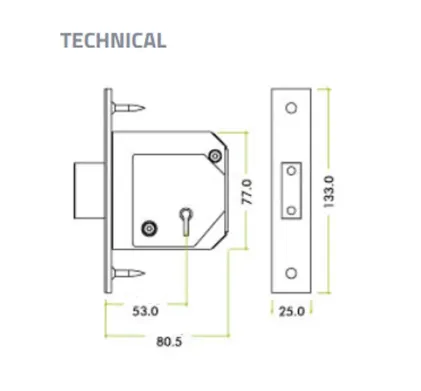 80mm 5 Lever Mortice Deadlock Zoo Hardware